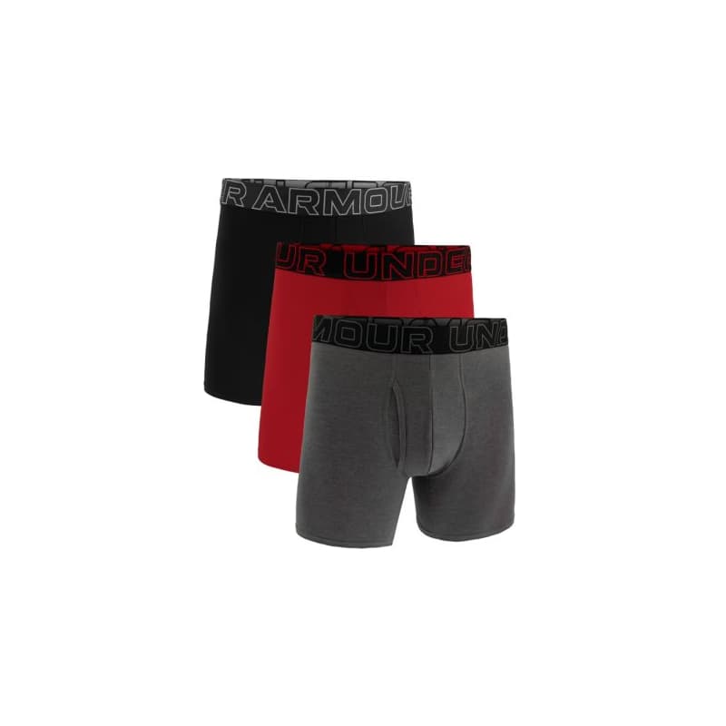 Pánske boxerky UNDER ARMOUR 3 PACK-UA PERFORMANCE COTTON - SOLID 6 inch-GRY