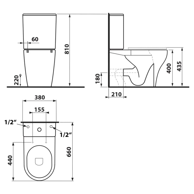 SAPHO - BELLO RIMLESS WC kombi, spodný/zadný odpad, biela PC103WR 4