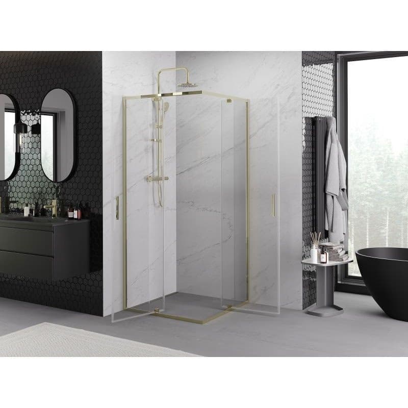 MEXEN - Exo štvorcový krídlový sprchovací kút 70 x 70, transparent, zlato 8110-070-070-50-00 6