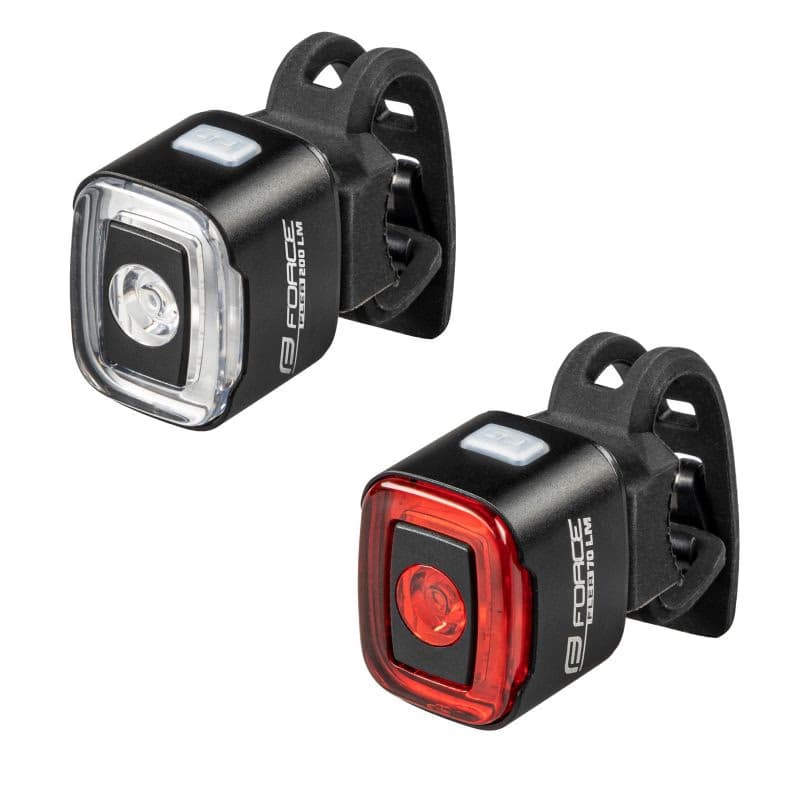 Svetlo na bicykel FORCE FLEA 200 LM, USB front - rear 2