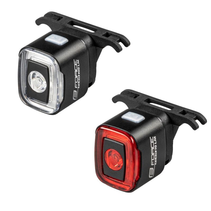 Svetlo na bicykel FORCE FLEA 200 LM, USB front - rear 3