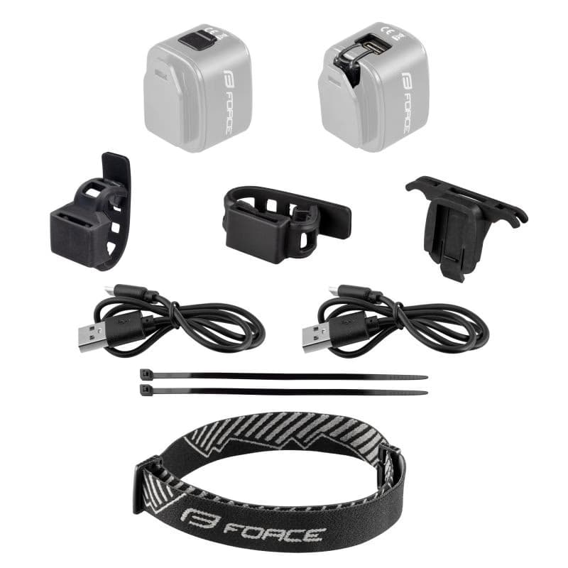 Svetlo na bicykel FORCE FLEA 200 LM, USB front - rear 4