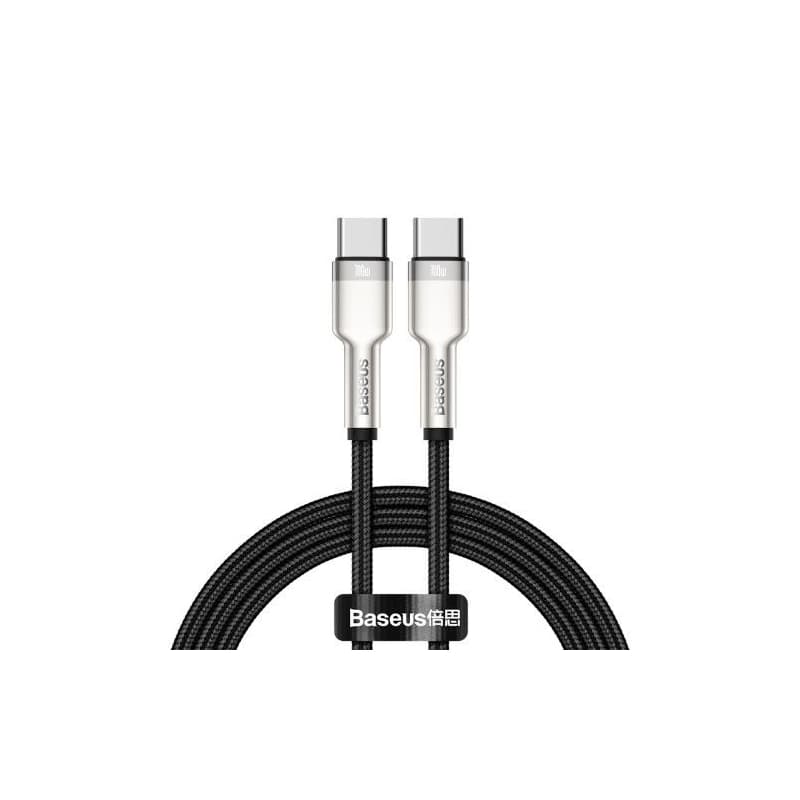 Baseus Cafule Series nabíjací / dátový kábel USB-C samec na USB-C samec s kovovými koncovkami 100W 1m, čierna