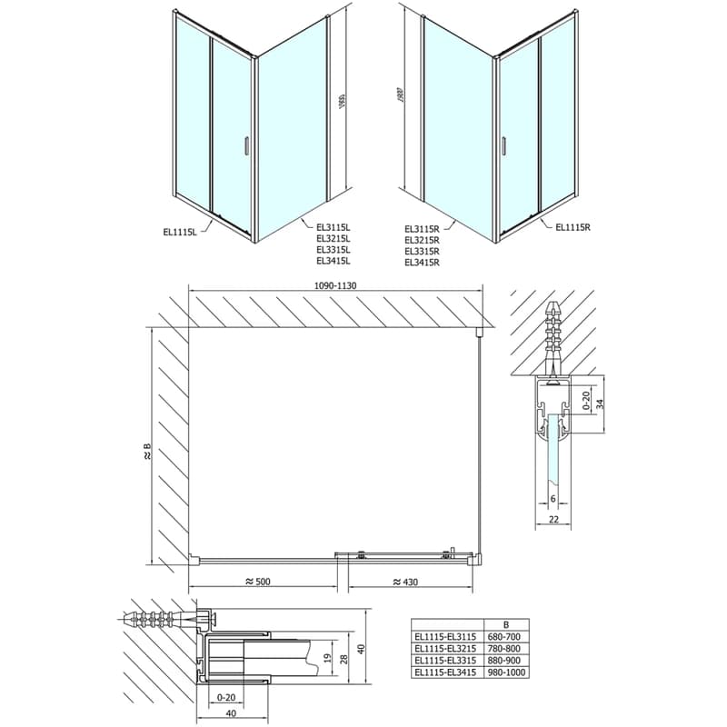 POLYSAN - EASY obdĺžniková sprchová zástena 1100x800 L/P varianta EL1115EL3215 2