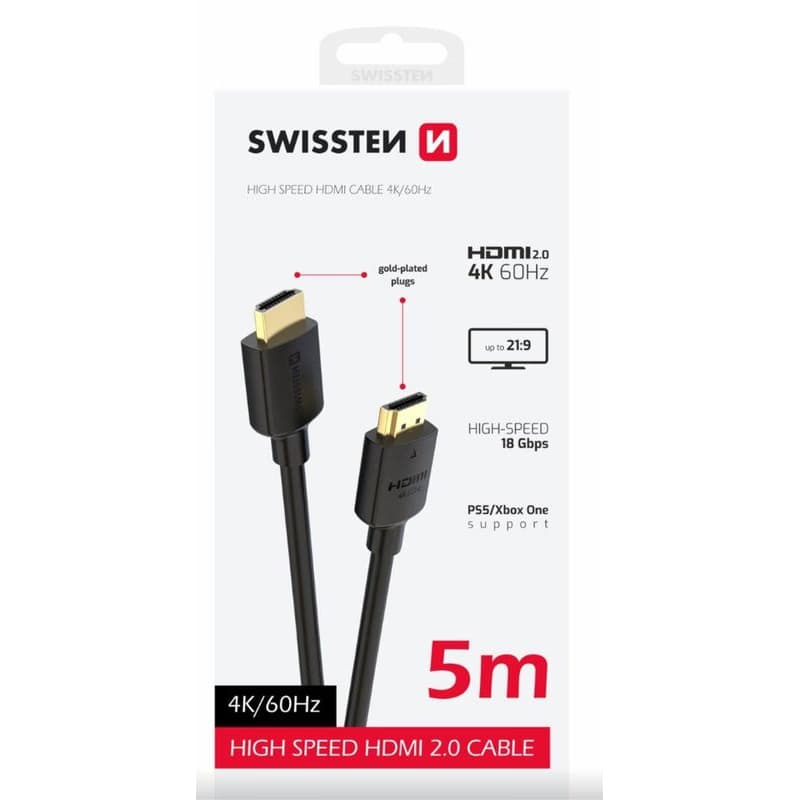 SWISSTEN KÁBEL HDMI NA HDMI 4K 60Hz 5,0 M PVC