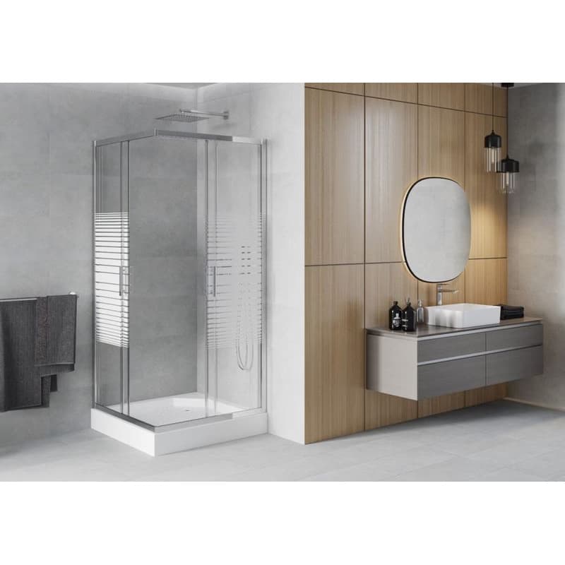 MEXEN/S - Rio štvorcový sprchovací kút 90 x 90, dekor, chróm + vanička Rio 860-090-090-01-20-4510 3