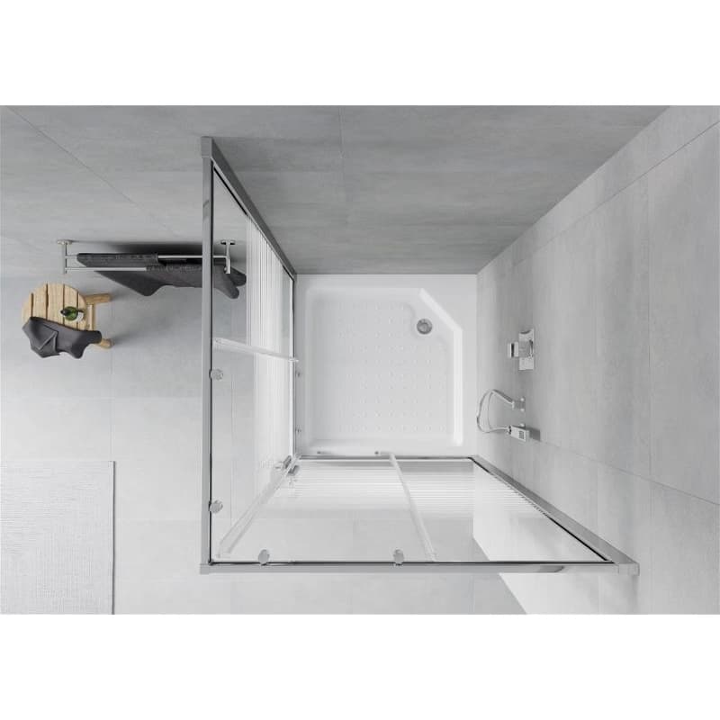 MEXEN/S - Rio štvorcový sprchovací kút 90 x 90, dekor, chróm + vanička Rio 860-090-090-01-20-4510 4