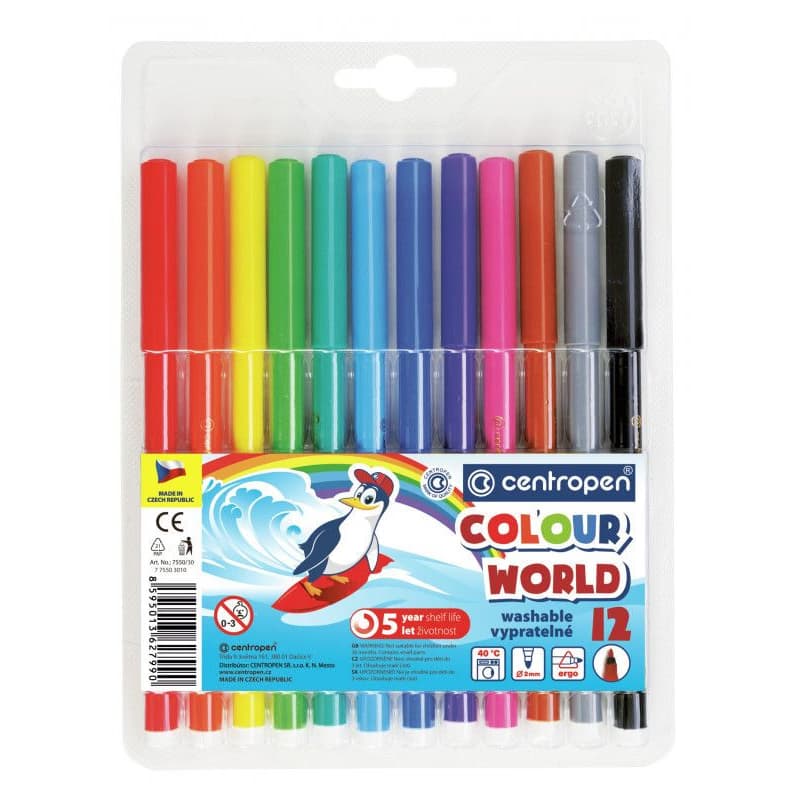 Popisovač Centropen 7550/12 12 farieb valcový hrot 1mm 1