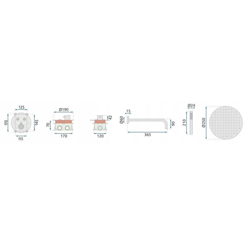 REA - Podomietková sprchová sada - matná čierna + BOX, TERMOSTAT REA-P8549 5