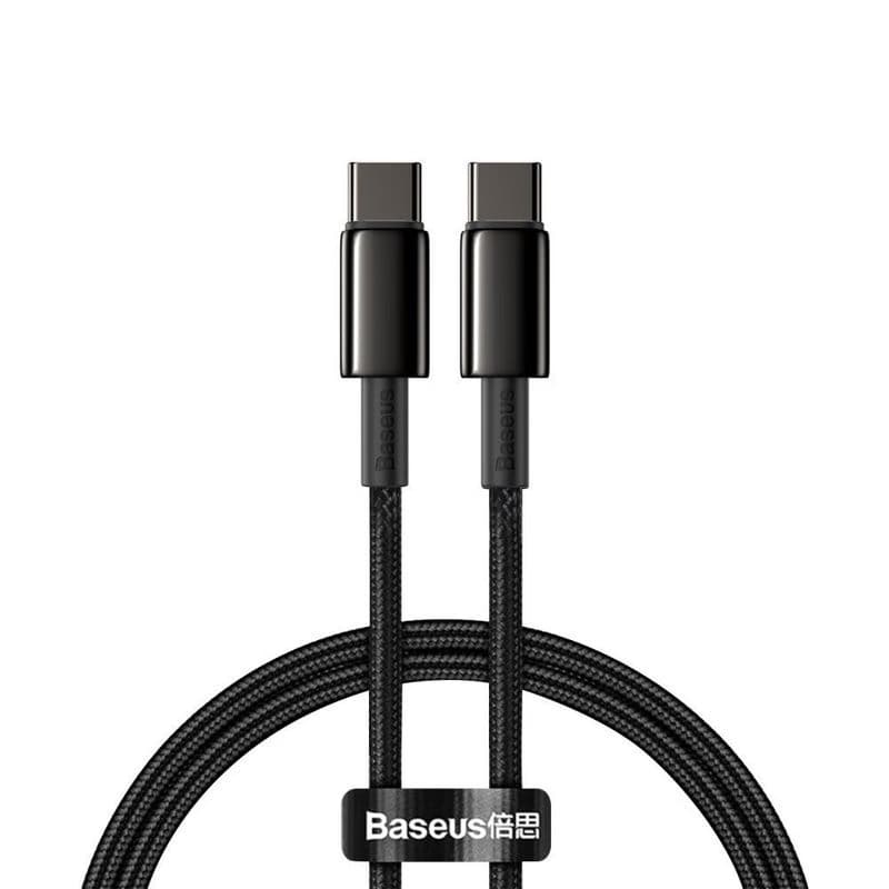 Baseus Tungsten Gold rýchlonabíjací / dátový kábel USB-C na USB-C 100W 2m, čierna 1