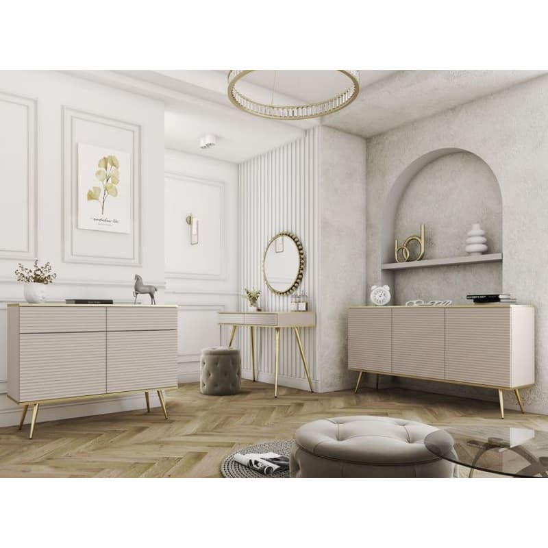 ArtPS Komoda BIJOU K-160 MDF | béžová / zlaté nohy 2