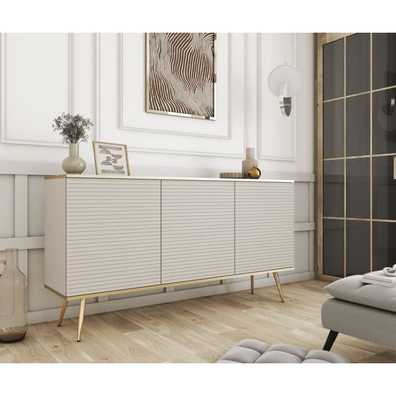 ArtPS Komoda BIJOU K-160 MDF | béžová / zlaté nohy 3