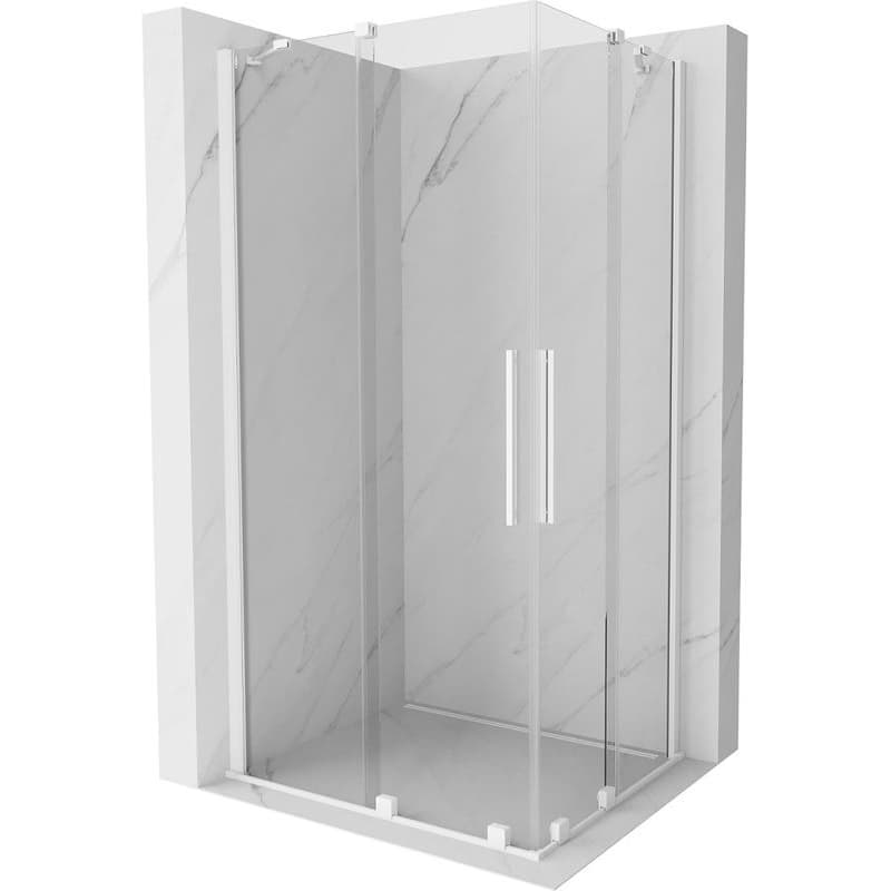 MEXEN/S - Velar Duo štvorcový sprchovací kút 90 x 80, transparent, biela 871-090-080-02-20 1