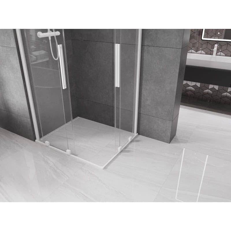 MEXEN/S - Velar Duo štvorcový sprchovací kút 90 x 80, transparent, biela 871-090-080-02-20 2