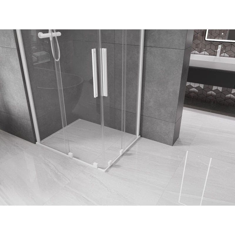 MEXEN/S - Velar Duo štvorcový sprchovací kút 90 x 80, transparent, biela 871-090-080-02-20 3