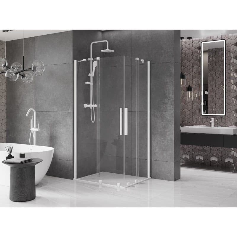 MEXEN/S - Velar Duo štvorcový sprchovací kút 90 x 80, transparent, biela 871-090-080-02-20 4