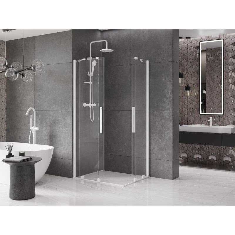 MEXEN/S - Velar Duo štvorcový sprchovací kút 90 x 80, transparent, biela 871-090-080-02-20 6