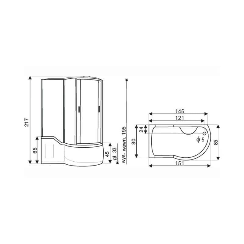 KERRA - Kabína s hydromasážou Fantasia 150x85 (ľavá) 5907548107930 3