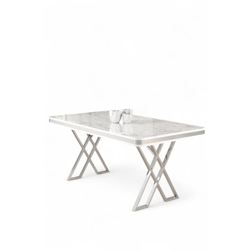 Jedálenský stôl Vals - White Marble, Chrome 2