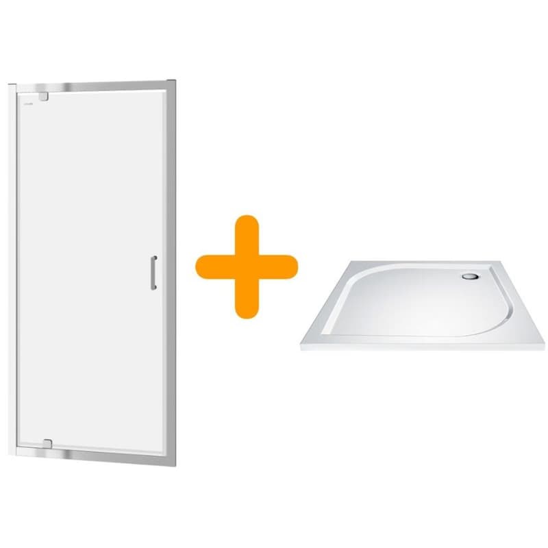 CERSANIT/S - SPRCHOVÉ DVERE 80 TRANSPARENT SKLO + vanička S154-005-SET1 1