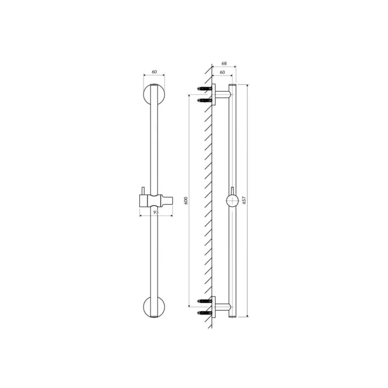 OMNIRES - Sprchová tyč s posuvným držiakom, 66 cm, čierna DR12BL 3