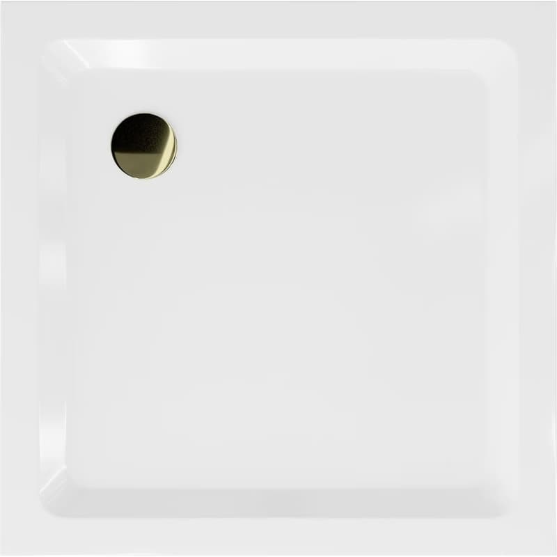 MEXEN/S - Flat sprchová vanička štvorcová slim 80 x 80, biela + zlatý sifón 40108080G 5