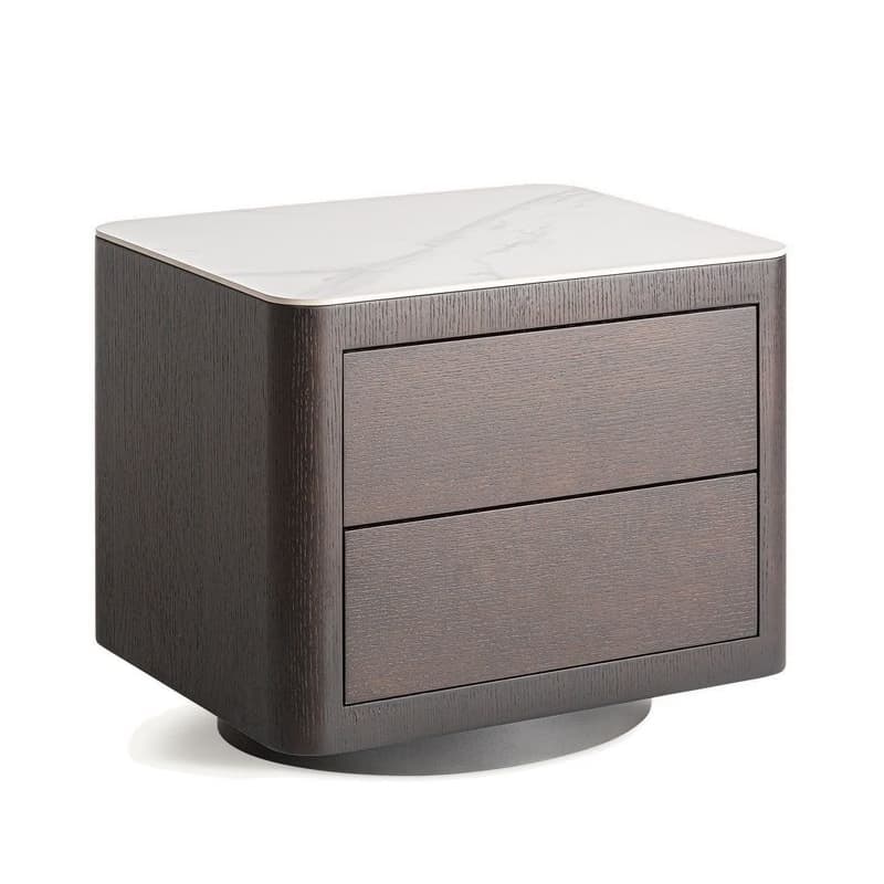 Estila Luxusný moderný nočný stolík Hollis s dvomi zásuvkami v tmavej hnedej farbe s bielou mramorovou doskou 55 cm 1