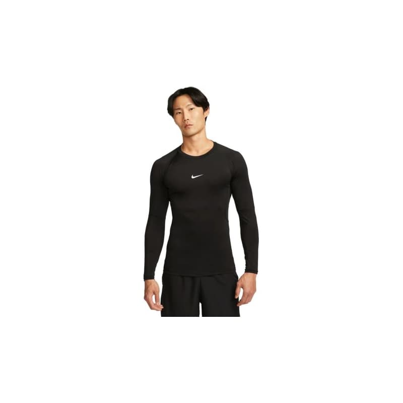 Pánske tréningové tričko s dlhým rukávom NIKE PRO DF TIGHT TOP LS-010 BLACK WHITE 1