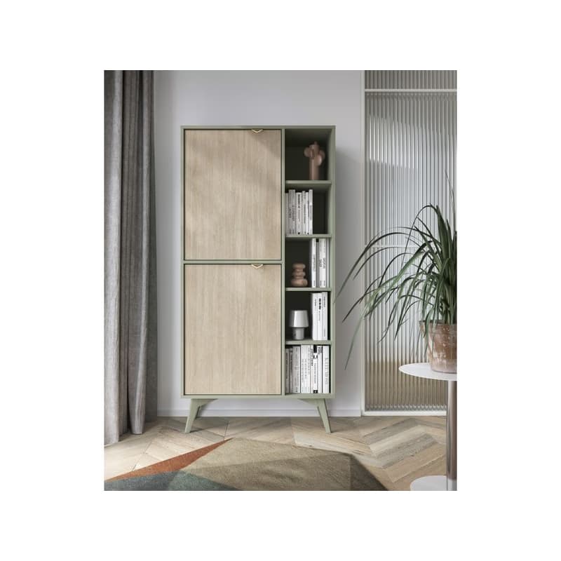ArtPS Regál TIMBER RG80 | béžová/zelená 2