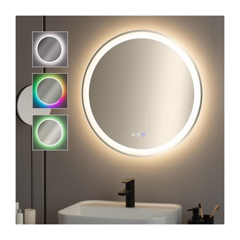 Brilagi- LED RGBW stmievateľné vyhrievané zrkadlo s podsvietením AVA PRO LED/18W/230V pr. 60 cm IP44 FG-GM1109-18W-RGB 1