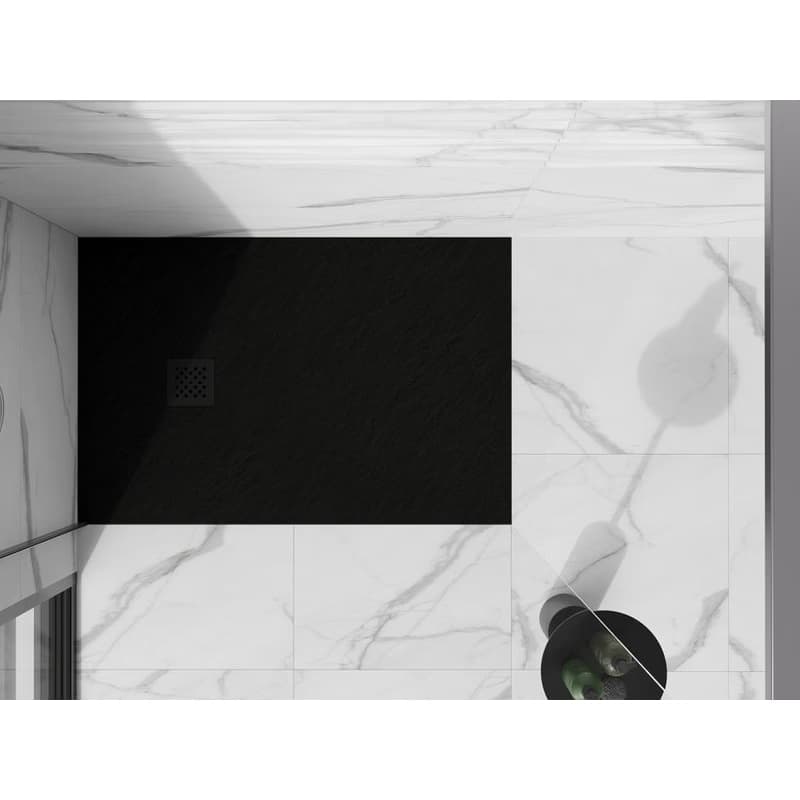 MEXEN/S - Stone+ obdĺžniková sprchová vanička 100 x 70, čierna, mriežka čierna 44707010-B 4