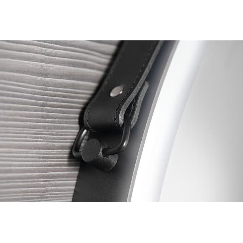 SAPHO - ORBITER guľaté zrkadlo s LED osvetlením, kožený popruh, ø 70cm, čierna mat ORL070 3