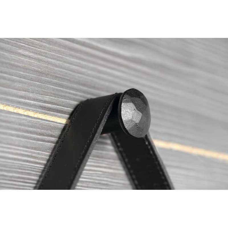 SAPHO - ORBITER guľaté zrkadlo s LED osvetlením, kožený popruh, ø 70cm, čierna mat ORL070 4