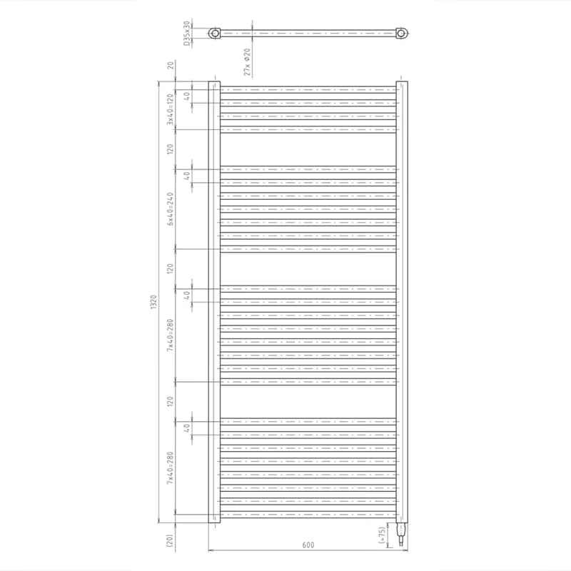 AQUALINE - DIRECT-E elektrické vykurovacie teleso, rovné, 600x1320 600 W, čierna ILE36TB 2