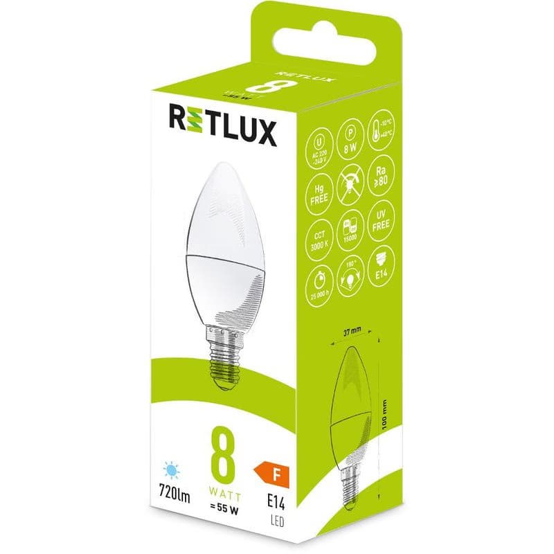 RLL 431 C37 E14 sviečka 8W DL RETLUX 3