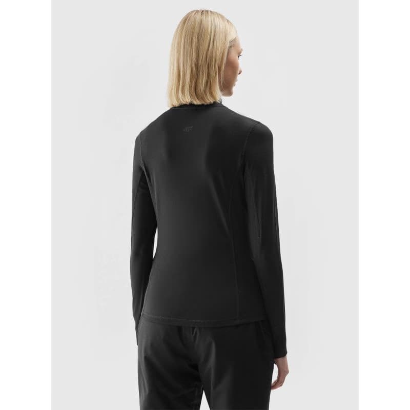 Dámska zateplená lyžiarska mikina s 1 2 zipsom 4F BRUSHED UNDERWEAR-AW23UBRUF043-20S-DEEP BLACK 3