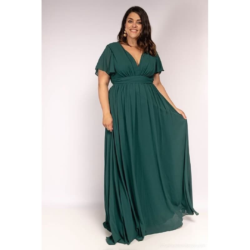 Eva & Lola Zelené šifónové šaty s voľnými rukávmi Veľkosť: 4XL 1