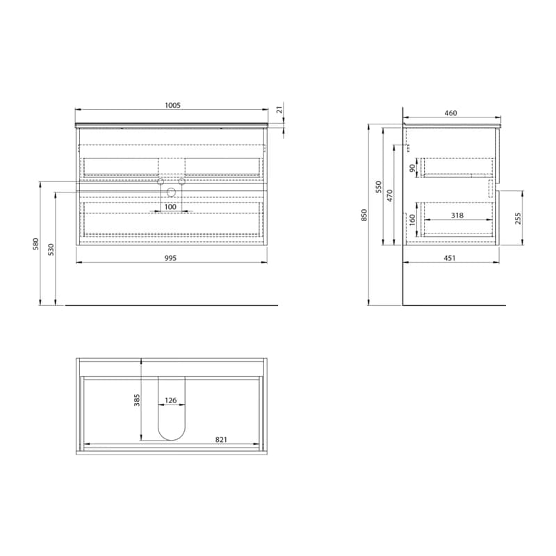 AQUALINE - PANEDA umývadlová skrinka 99,5x55x45,2cm, biały PN210 2