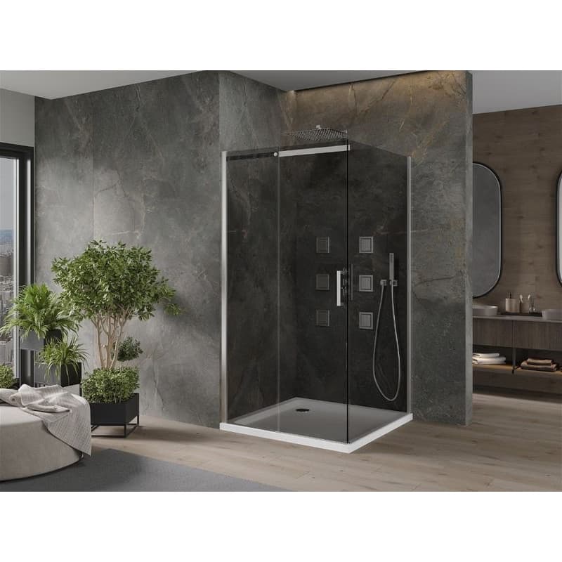 MEXEN/S - Omega sprchovací kút 100 x 100, grafit, chróm + vanička vrátane sifónu 825-100-100-01-40-4010 2