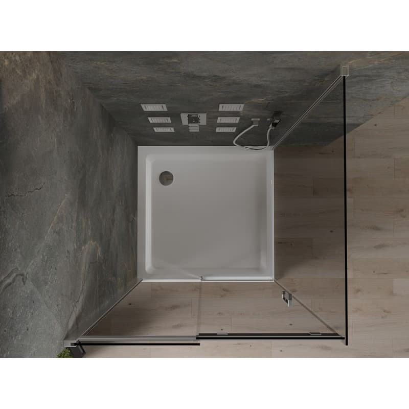 MEXEN/S - Omega sprchovací kút 100 x 100, grafit, chróm + vanička vrátane sifónu 825-100-100-01-40-4010 6