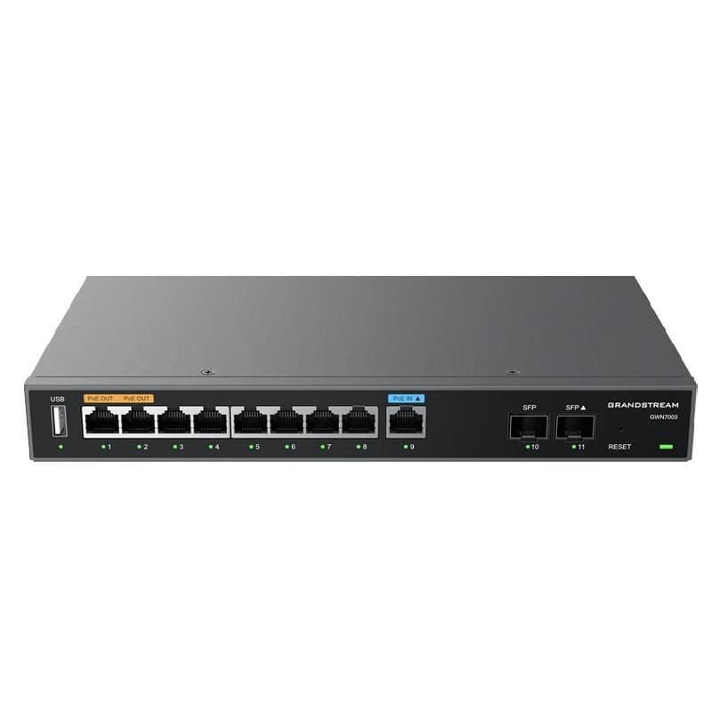 Grandstream GWN7003 VPN router 2 SFP, 9 Gb porty / 1 PoE in, 2 PoE out 3