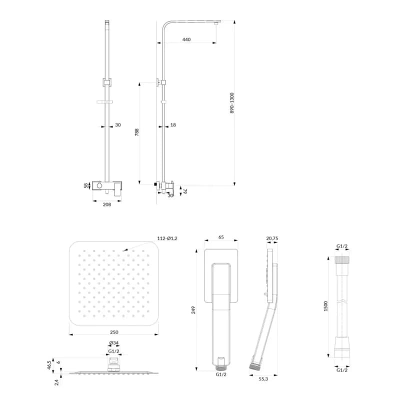 OMNIRES - BARETTI sprchový stĺp chróm /CR/ BA7844CR 3