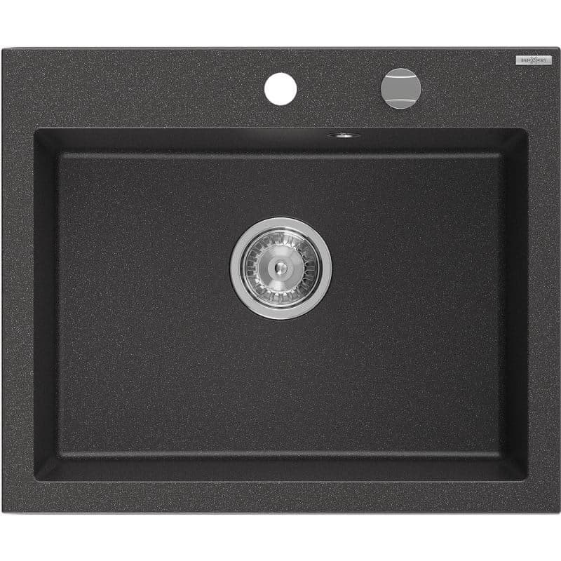 MEXEN MEXEN - Elix granitový drez 1-miska 600 x 500 mm, čierna kropenatá, sifón chróm 6525601005-76 1