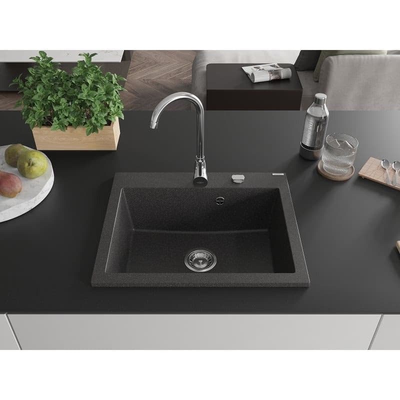 MEXEN MEXEN - Elix granitový drez 1-miska 600 x 500 mm, čierna kropenatá, sifón chróm 6525601005-76 4
