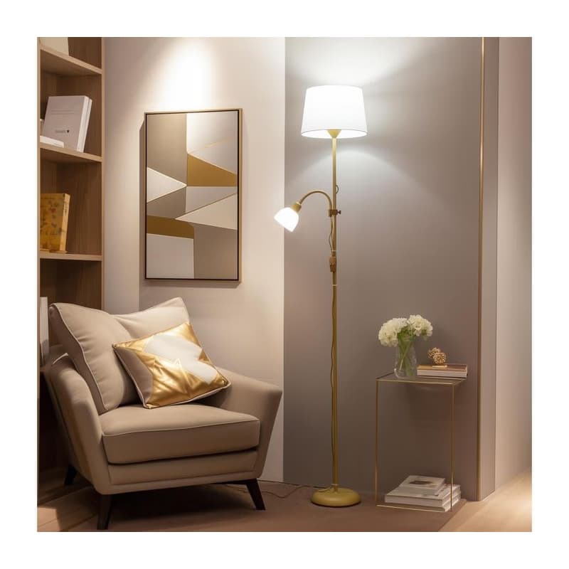 Brilagi - Stojacia lampa CERIA 1xE27/100W/230V + 1xE14/25W zlatá/biela 1xBG2827+1xEG781035 1