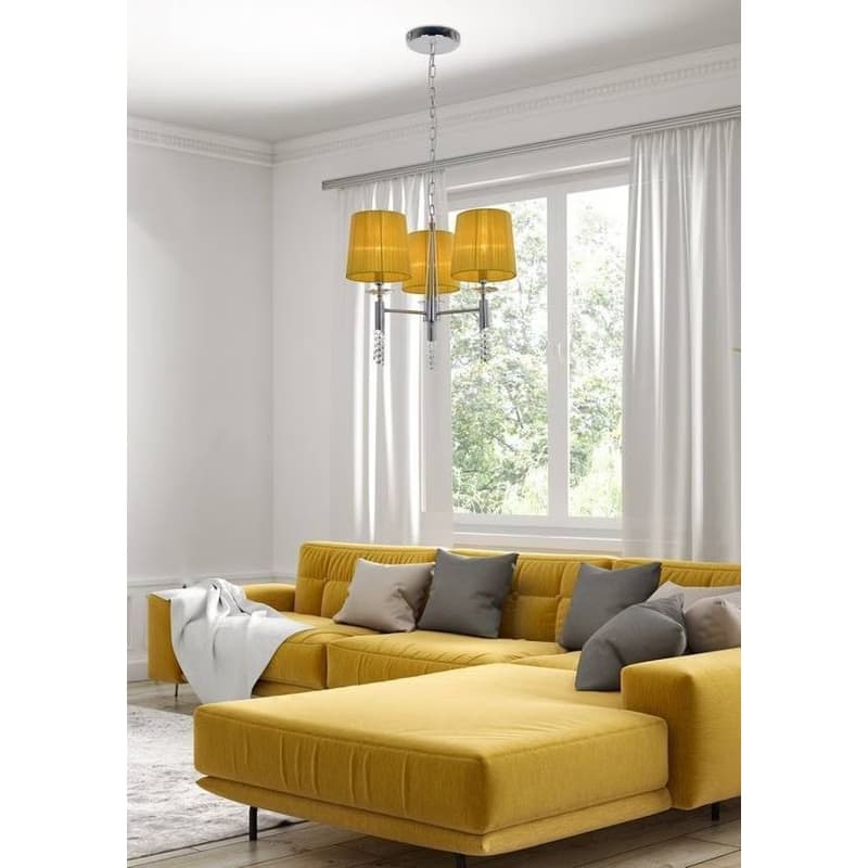 Luster s kryštálmi 3xE27 žltý + duálne kryštály 2