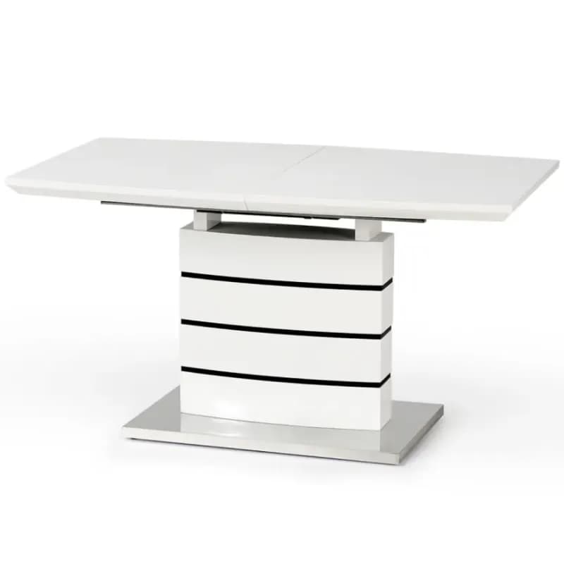 Rozkladací stôl Nord 140/180x80cm Mdf/Oceľ – Biely/Čierna