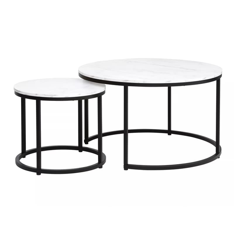 Signal Sada konferenčných stolíkov DION | čierna / efekt biely mramor 2