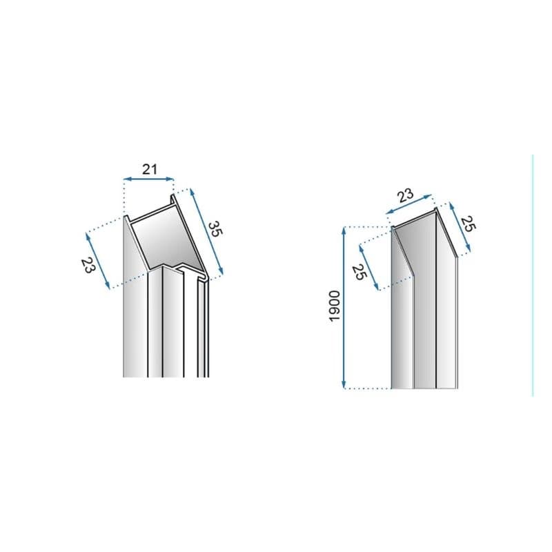 REA/S - Sprchové Dvere Molier Chrome + Profil 100 KPL-K6371 6