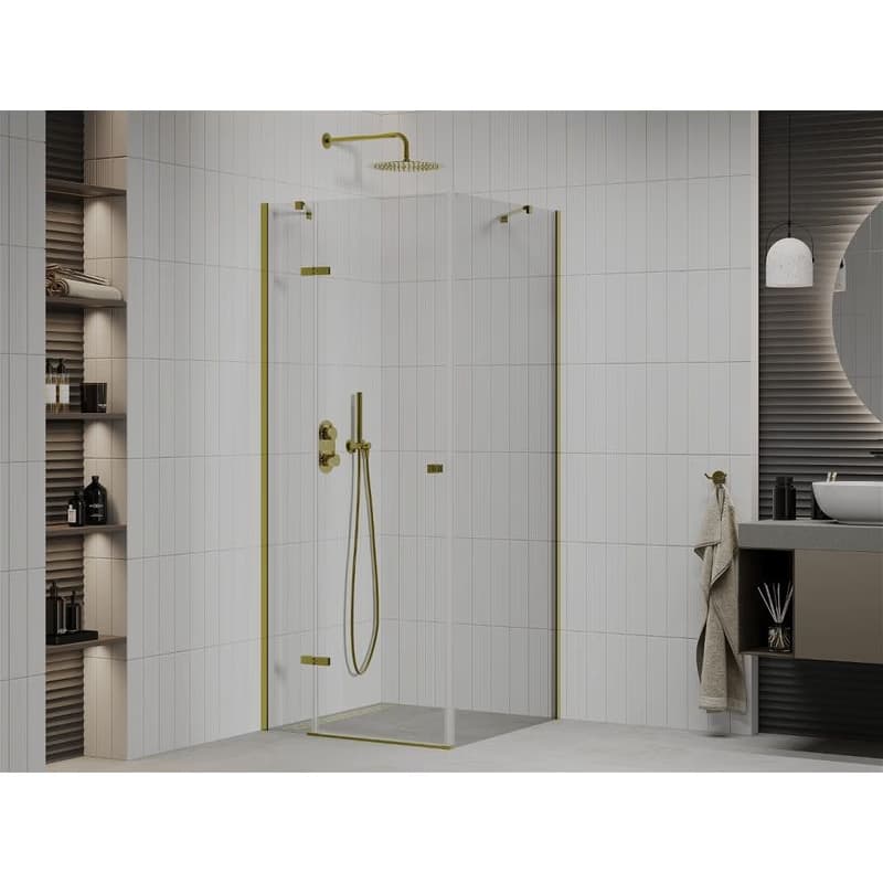 MEXEN/S - ROMA sprchovací kút 70x70, transparent, zlatá 854-070-070-50-00 2